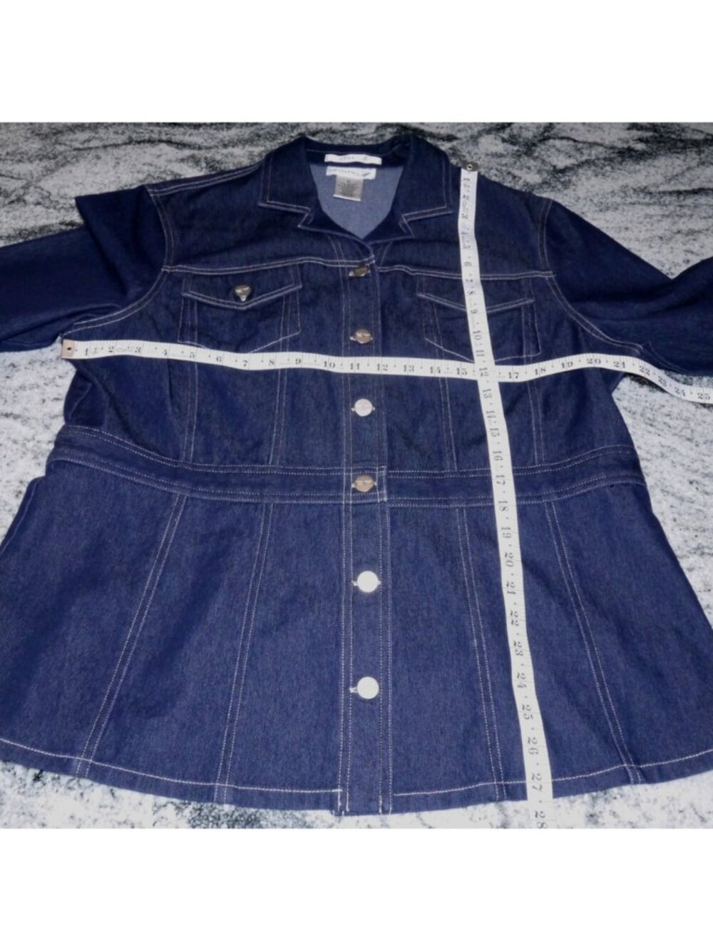 Evan Picone blue jean shirt jacket shacket stretch fabric Women's size XL - Picture 2 of 4